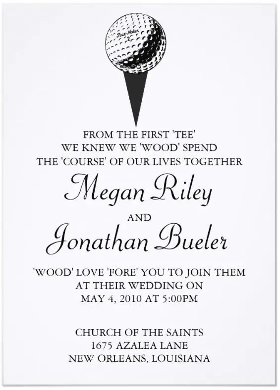 Golf Themed Wedding Ideas & Inspiration A Golf Inspired Wedding Invitation