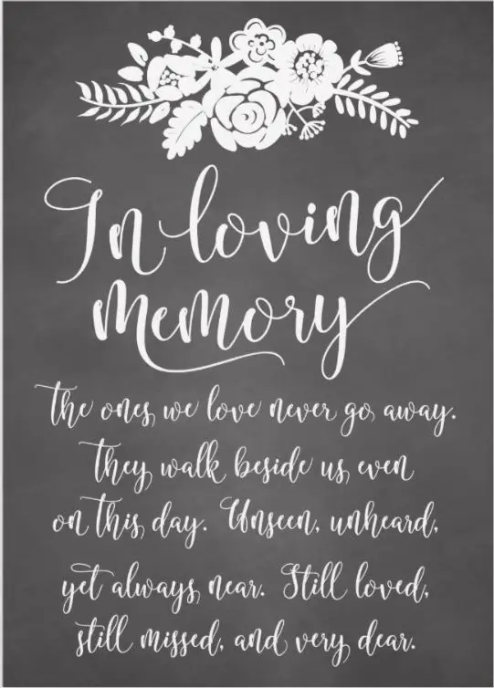 Rustic chalk floral hearts memorial sign 