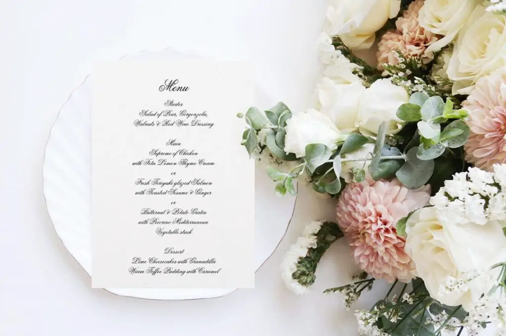 Elegant Wedding Menu Cards, Black Tie Wedding Menu Card - Handwrite Calligraphy and a Monogram in Black Text