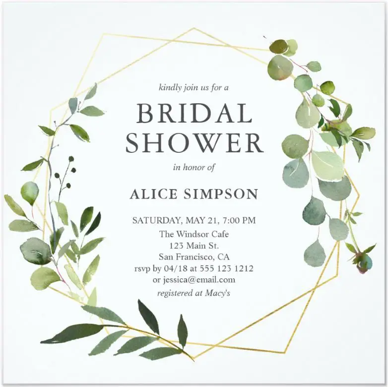 Bridal Shower Invitations - All You Need To Know. Eucalyptus Geometric Bridal Shower Invitation