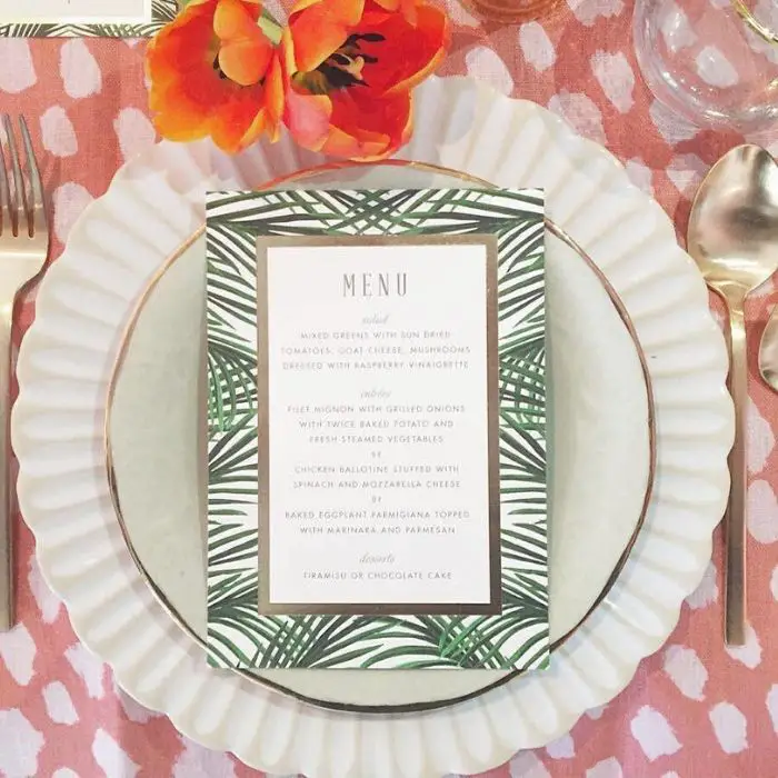 Elegant Wedding Menu Cards, Tropical Love Greenery 