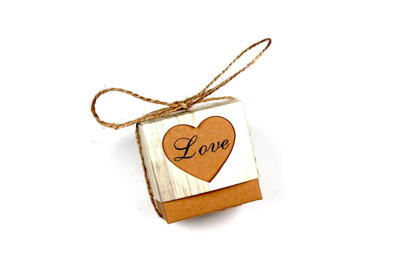 Rustic Country Wedding Favors Puzzle Piece Hearts in Love Rustic Favor Box