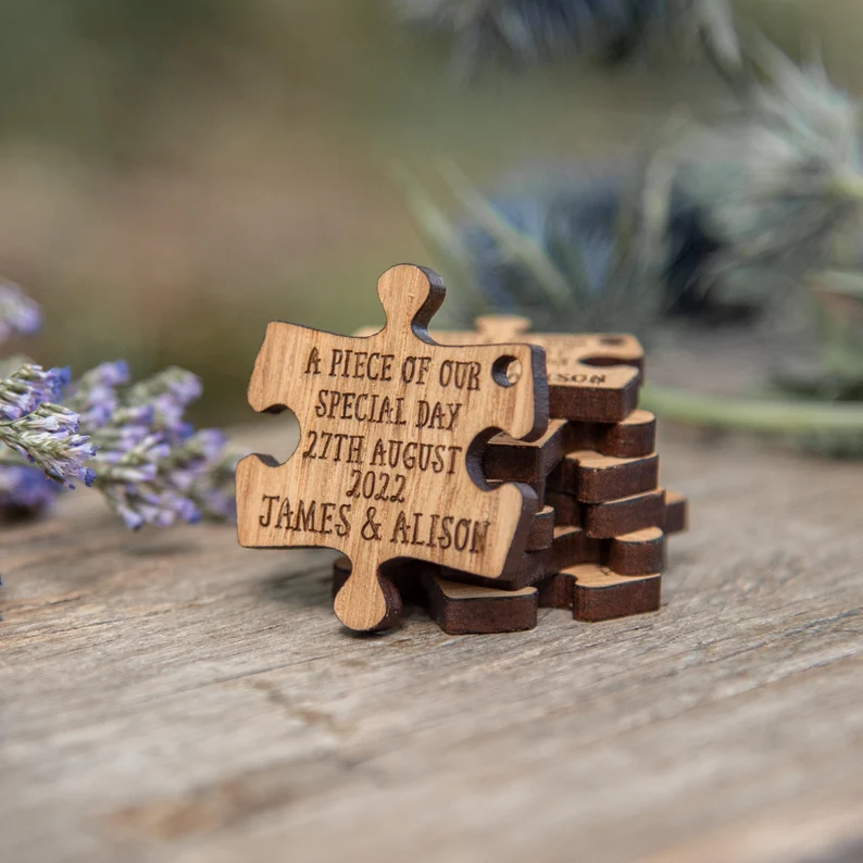 Rustic Country Wedding Favors Puzzle Piece