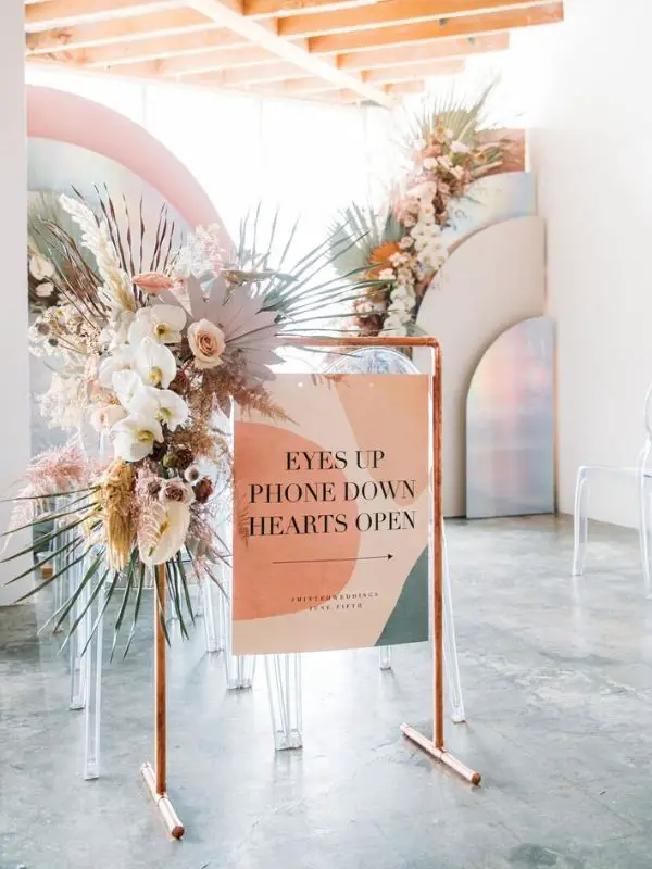 Printed Personalized Wedding Sign modern blush pink 