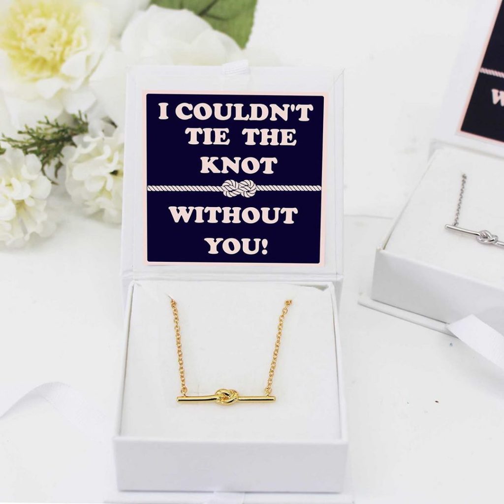 Will You Be My Bridesmaid Box Contents, Tying the knot Necklace