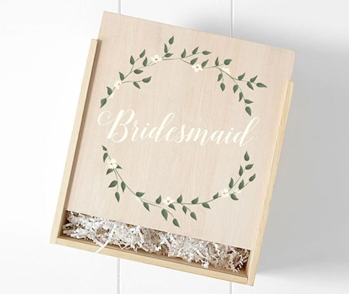 Bridesmaids Proposal Boxes, Bridesmaid Wooden Gift Box - Floral Wreath design