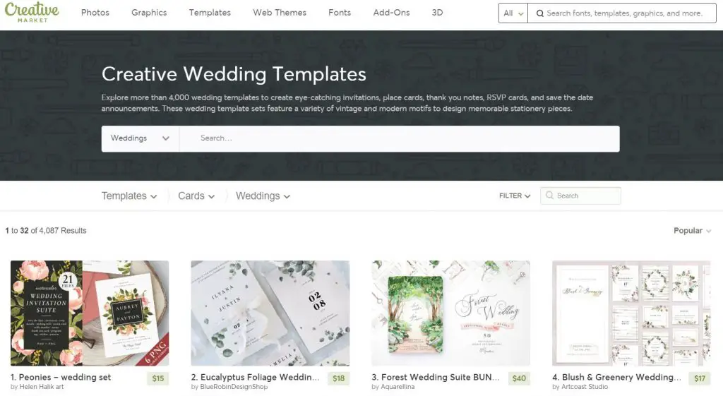 Creative Market for wedding