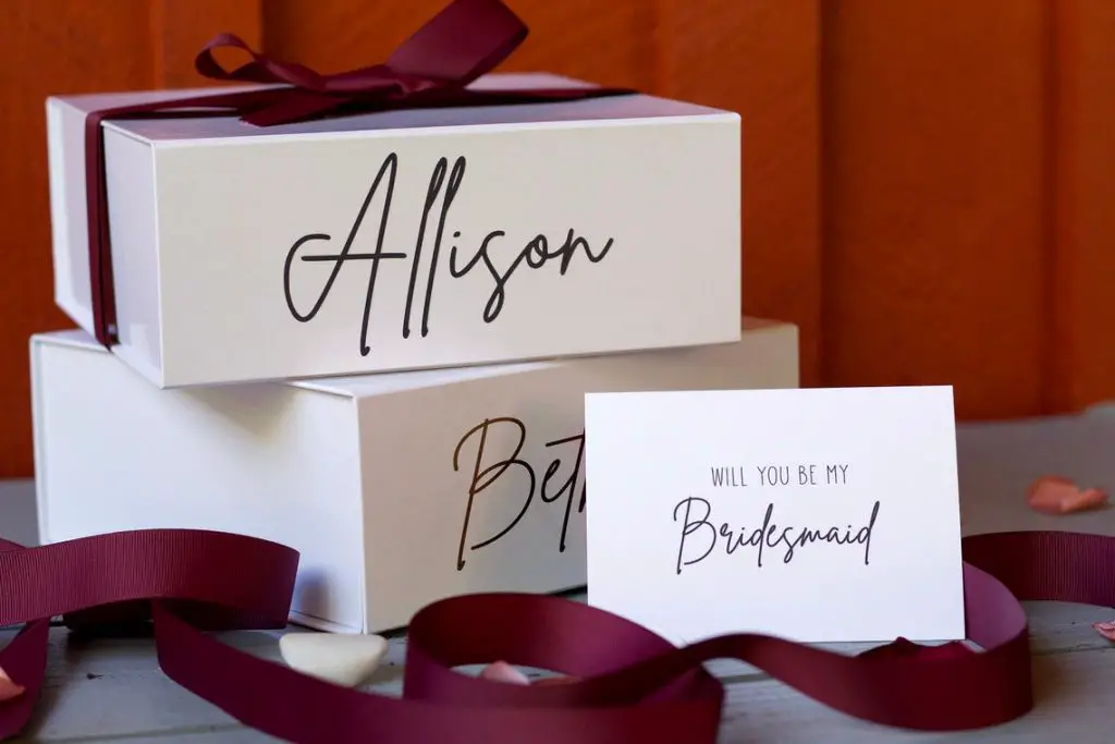 Bridesmaids Proposal Boxes, Wedding Party Gift Box with Ribbon