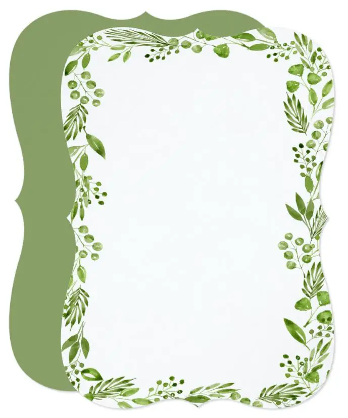 Blank Wedding Invitations Elegant Watercolor Olive Leaf Frame 