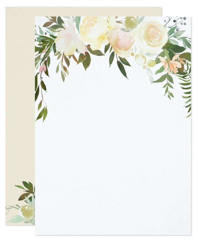 Blank Wedding Invitations Watercolor Floral Pink Cream Ivory 
