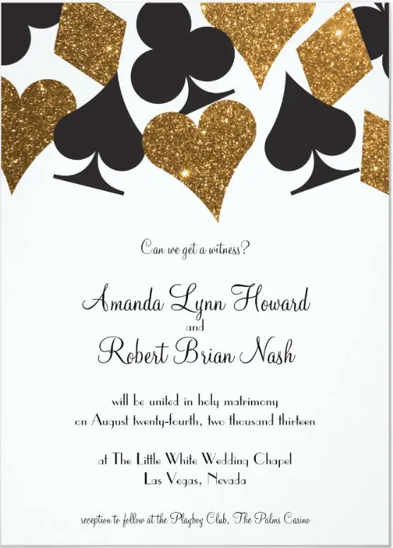 Las-Vegas Wedding Invitation Wording. Destiny Las Vegas Wedding Invite Faux Gold Glitter.