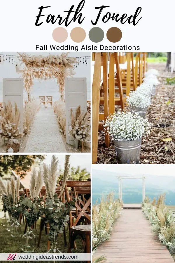 Earth Toned outdoor fall wedding aisle decorations