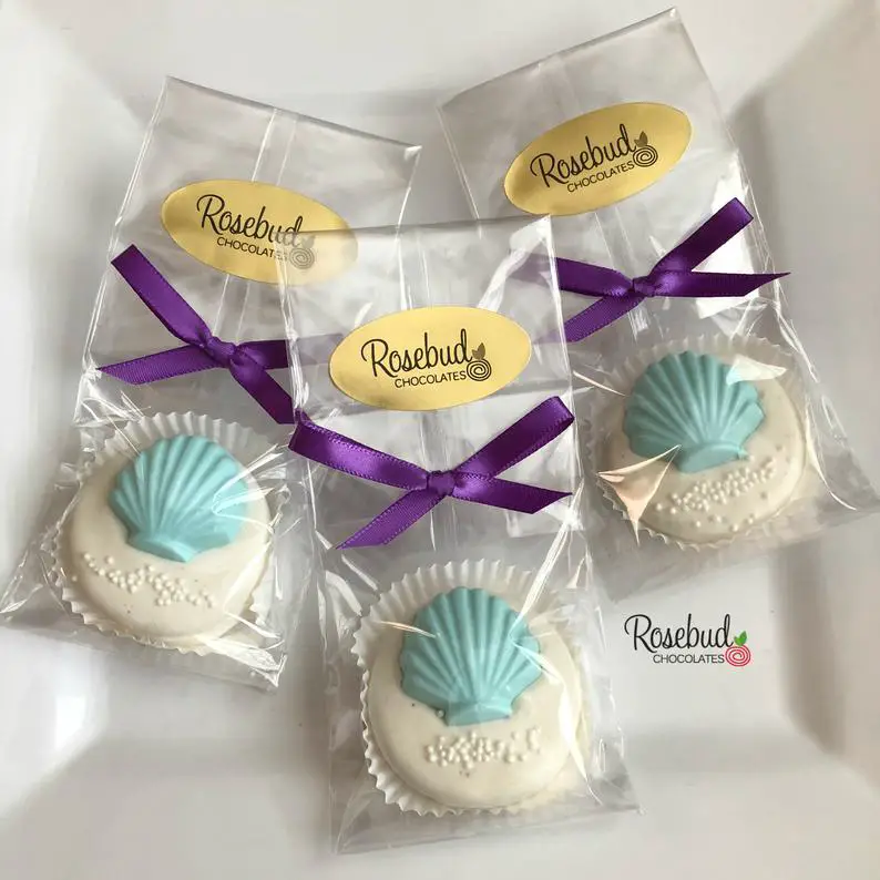 EASHELL Chocolate Covered Oreo Cookie Favors Beach Wedding Seashells Themed Favors