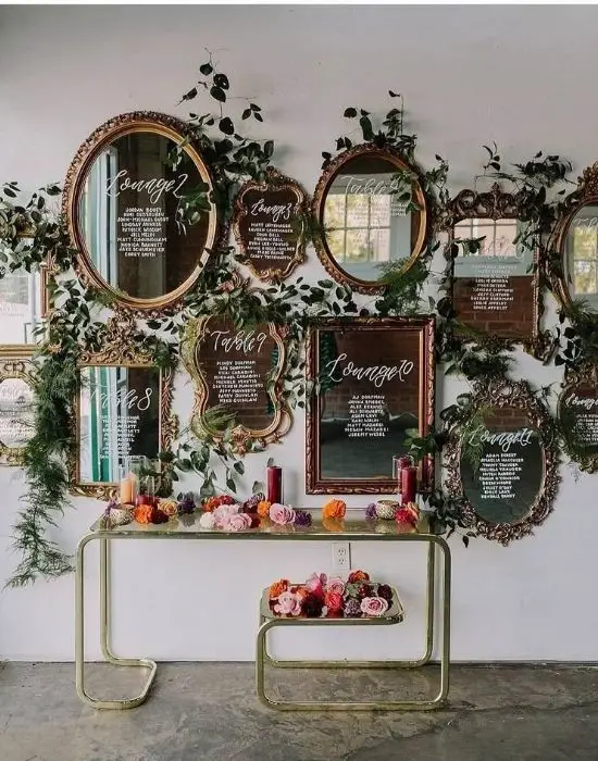 DIY Backyard Wedding Decorations On a Budget Mirrors Seating Charts