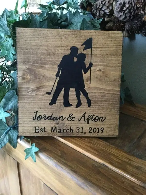 Golf Themed Wedding Ideas & Inspiration. Wooden weddng sign 
