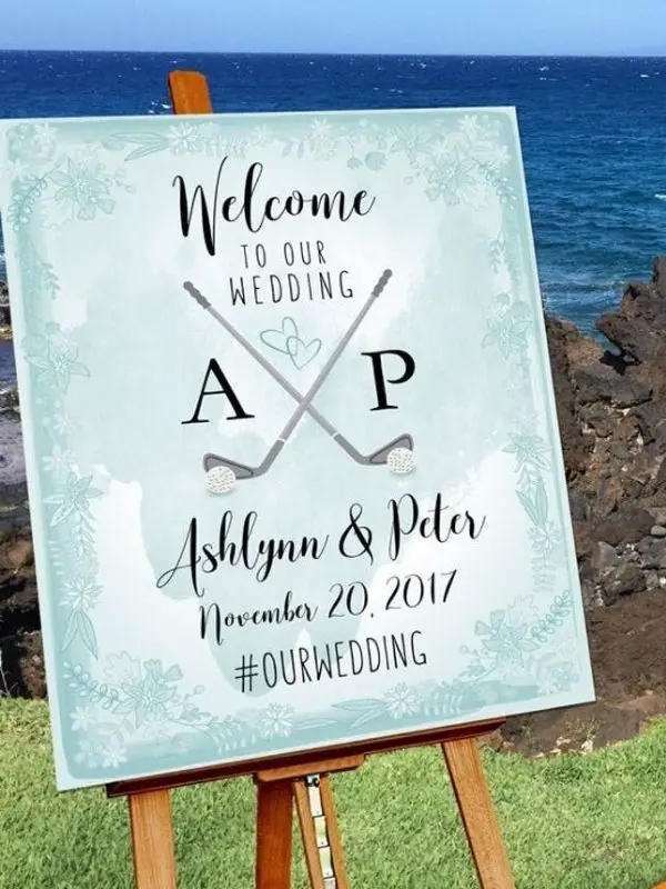 Golf Themed Wedding Ideas & Inspiration. Wedding welcome sign