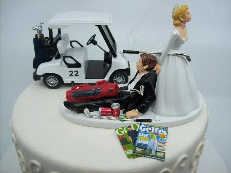Golf Themed Wedding Ideas & Inspiration. Funny NO GOLF Wedding Cake Topper.