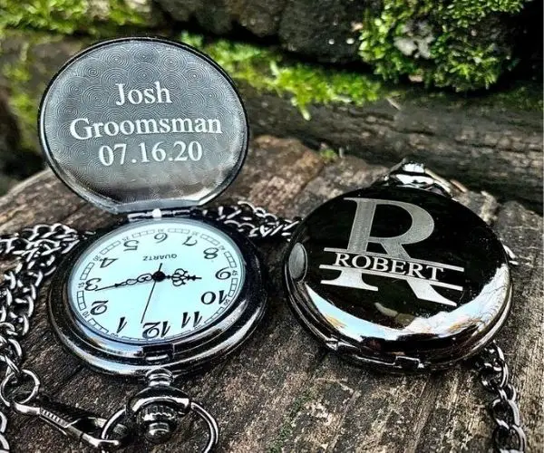 Non-Alcoholic and Useful Gifts Ideas for your Groomsmen Proposal, Engraved Pocket Watch