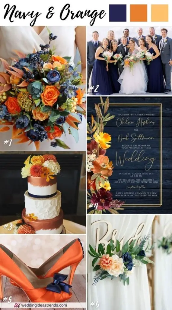 Navy Blue November Fall Wedding Color Schemes