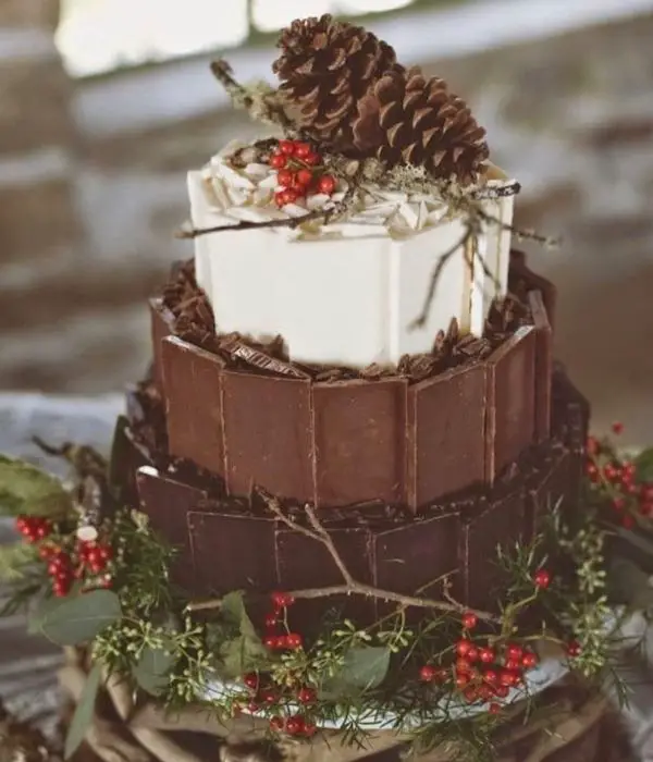 Rustic style festive wedding cake