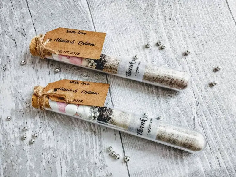 Winter Wedding Favors Personalized Hot Drink in Tube Cappuccino with Marshmallow flavor