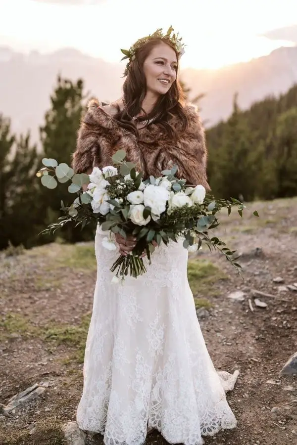 Bridal Faux Fur Wrap for the Winter Bride, Brown Faux Fur Shawl