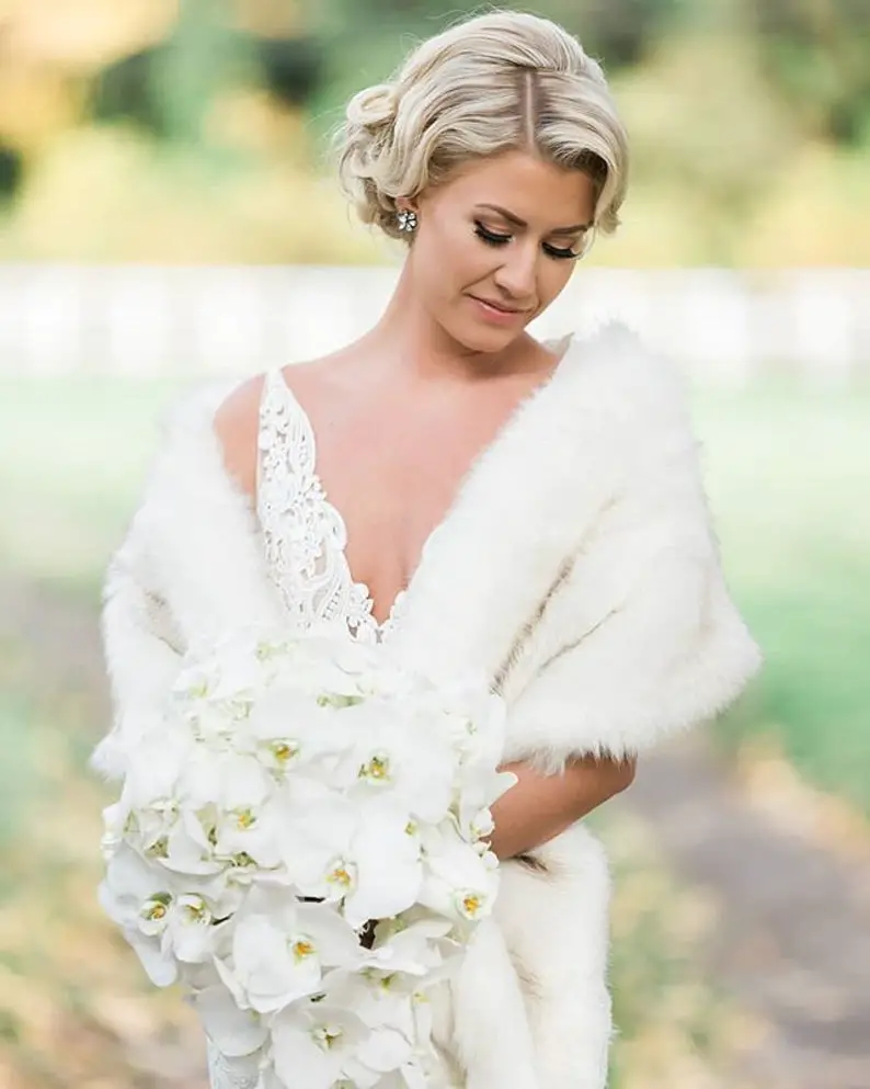 Bridal Faux Fur Wrap for the Winter Bride, Romantic Faux Fur Bridal Wrap