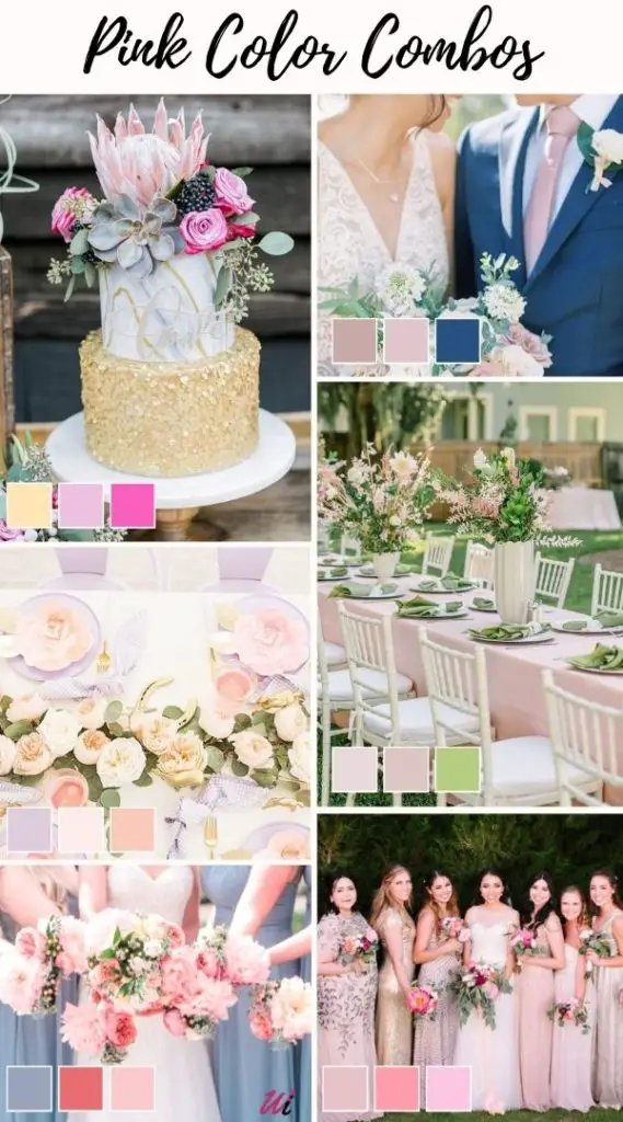 romantic pink spring wedding color combos, Color palette and scheme guide