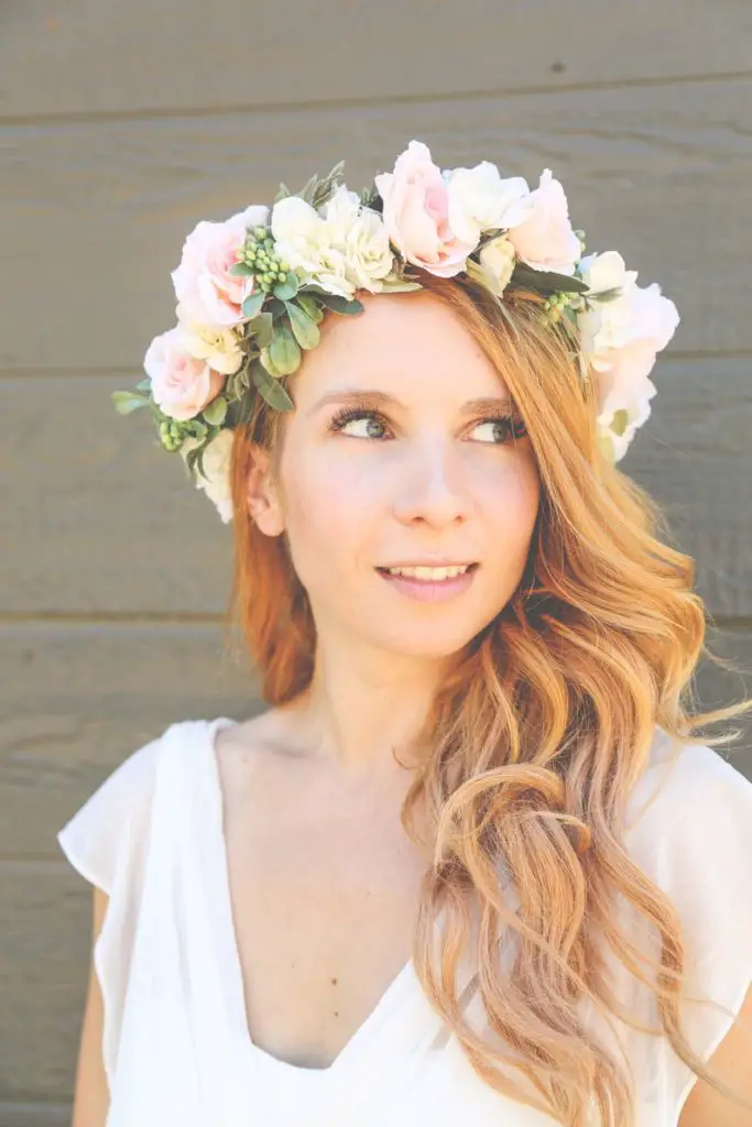 romantic pink spring wedding Flower Crown