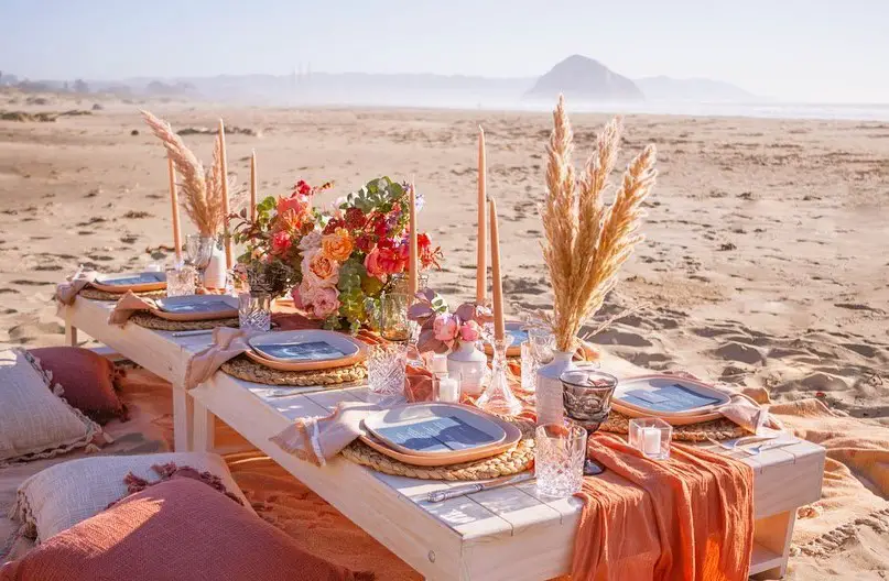 Beach Wedding Table Setting Seaside Bohemian 