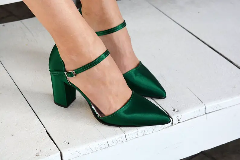 Bold Colored Wedding Shoes,  Emerald Green Wedding Shoes