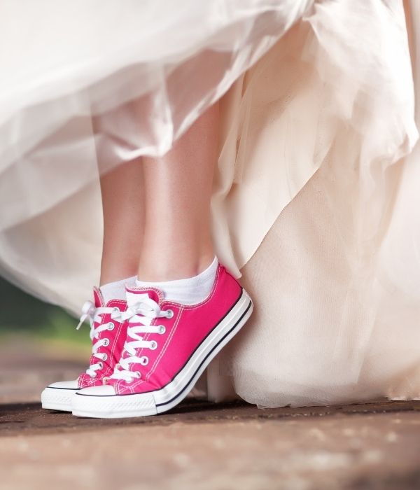 Bold Colored Wedding Shoes, Pink Wedding Sneakers