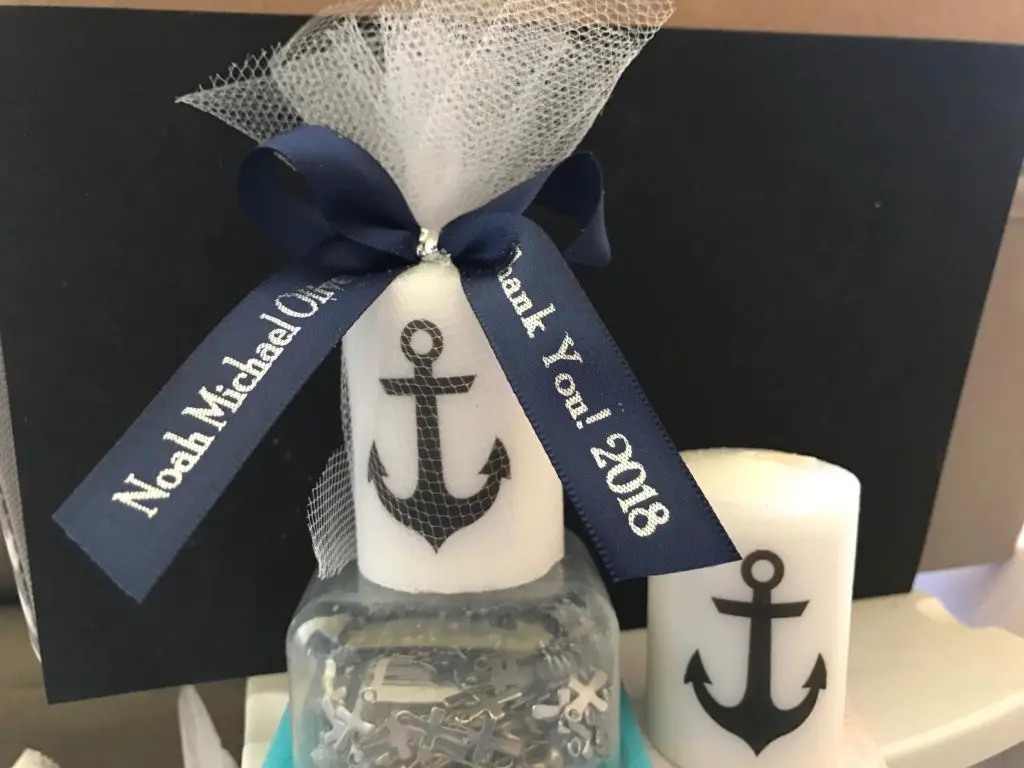 Navy Nautical Wedding Favors, Anchor Votive Candle