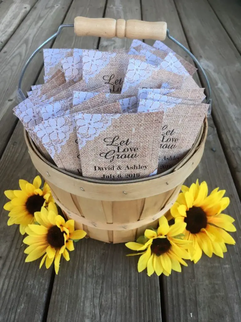 Rustic Country Wedding Favors Seed Packet With Burlap and Lace Design
