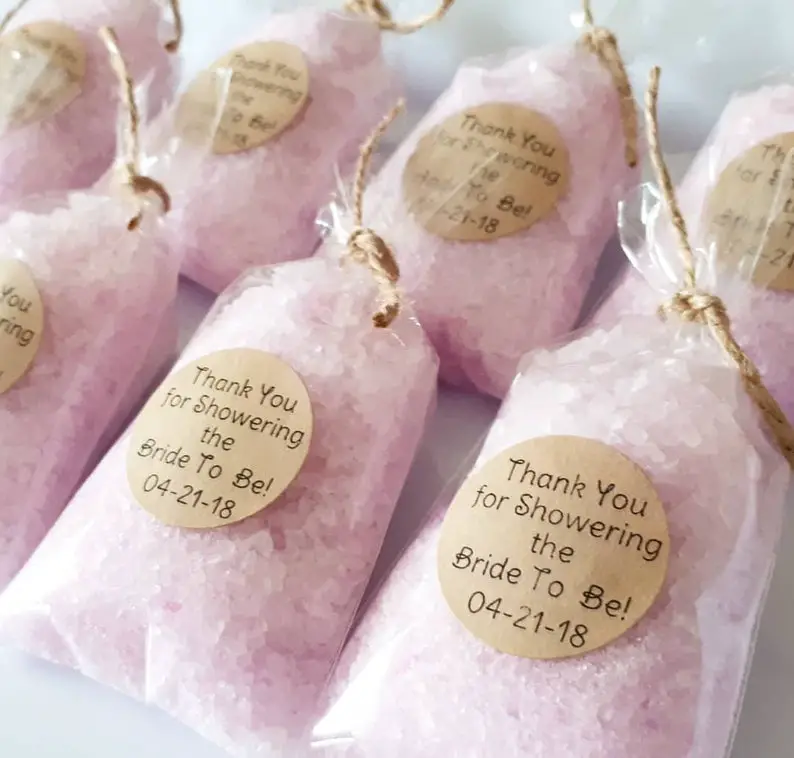Spa Bridal Shower Favors Custom Scents, Color & Labels Bath Salts 