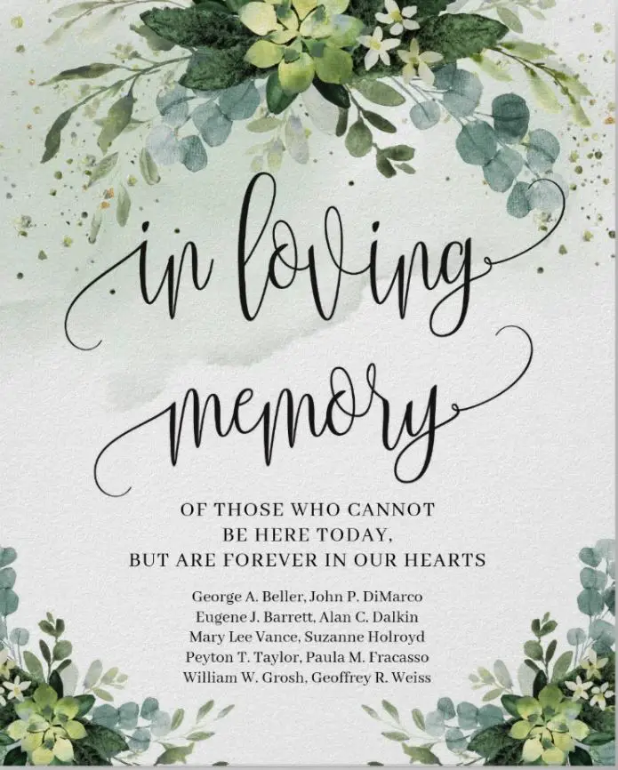 Greenery Succulent Boho In Loving Memory Sign