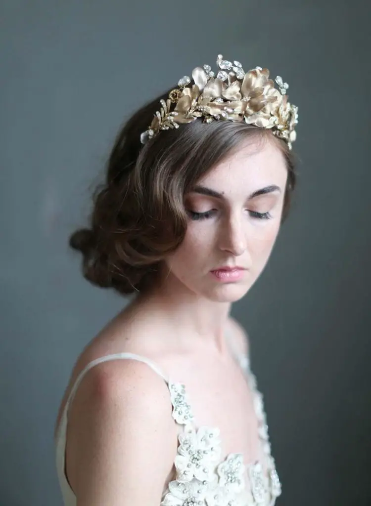 Burnished Soft Regal Crown Wedding Hair Accessories