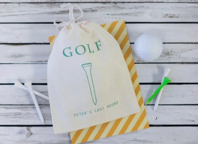 Golf Themed Wedding Ideas & Inspiration. Favor gift for guests, Golf Favor Bag.