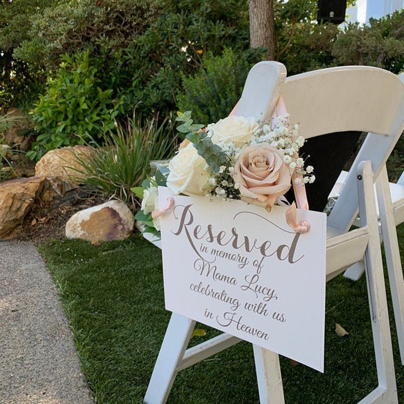 Wedding Memorial Chair Sign Reserved 