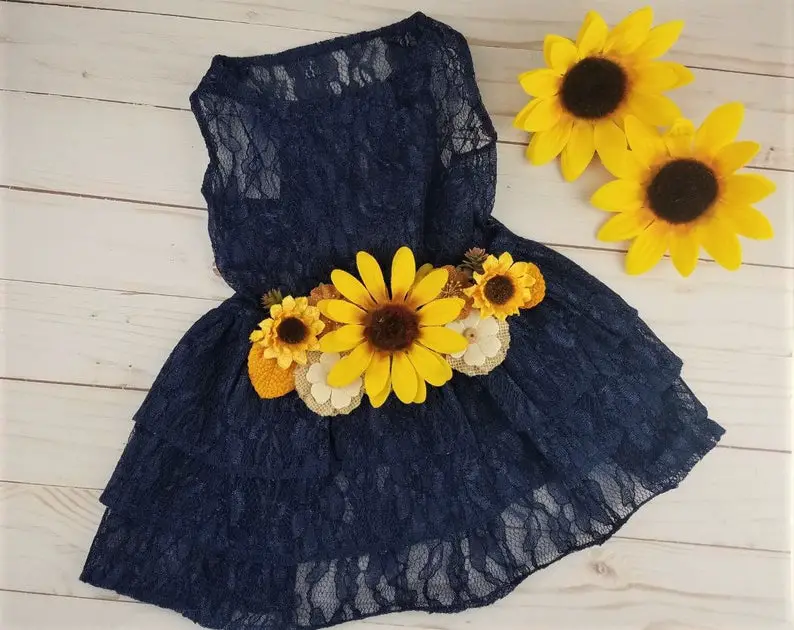 Country Sunflower Dog Dress Bridesmaids Dresses for Dog