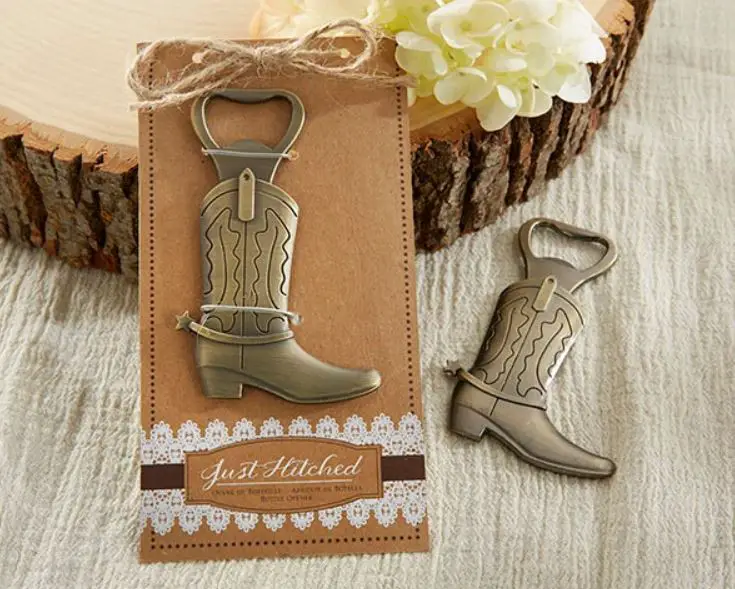 Rustic Country Wedding Favors Just Hitched Cowboy Boot Bottle Opener