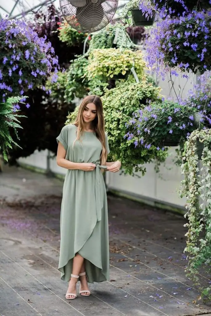 Pale Green Maxi Wrap Bridesmaid Dress