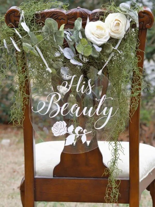 Acrylic Fairytale Wedding Chair Signs