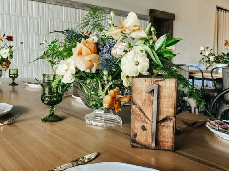 Rustic Wooden Table Numbers, Dark Wood and Nickel Rustic Wooden Table Numbers - wedding ideas & trends