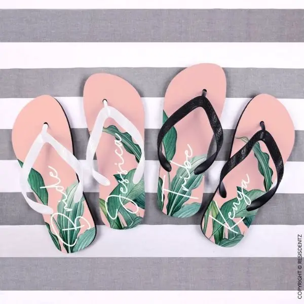 Palm Leaf Flip Flops for Bachelorette Pool Party