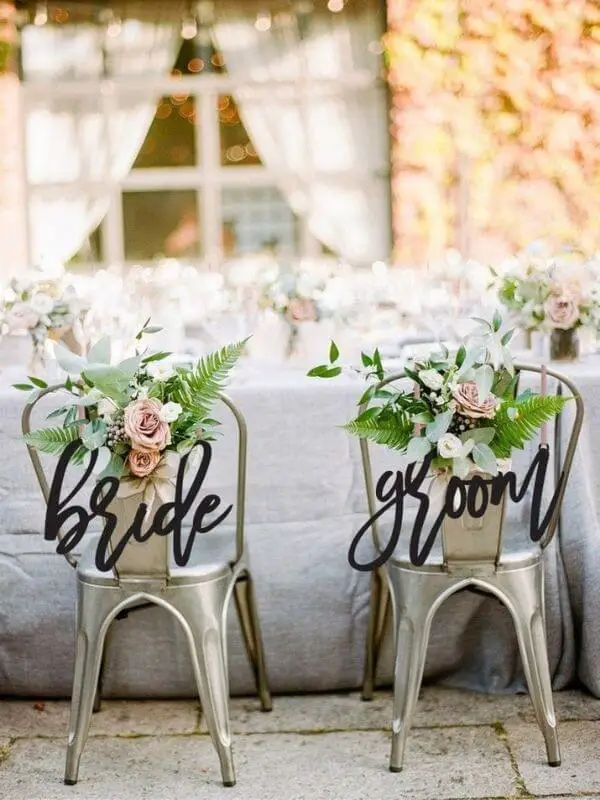 Laser Cut Bride and Groom Chair Sign