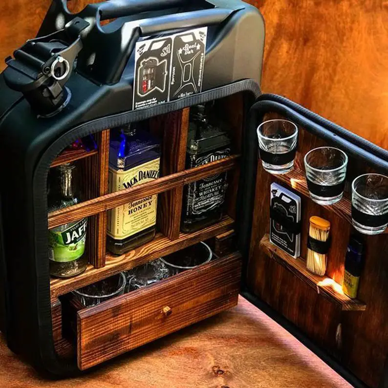 Handmade Jerry Can Mini-Bar - best man and Groomsmen alcohol gift boxes