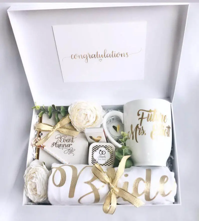 White and Gold Bridal Engagement Gift