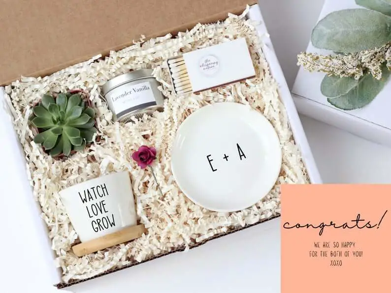 Succulent engagement gift box for the bride to be