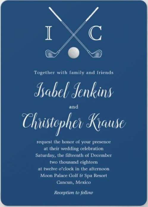 Clubs Blue Monogram Stripe  Invitations